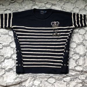 Navy striped Ralph Lauren button sweater